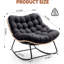Chaise berçante d'une capacité de 450 lb avec coussin épais - Structure en métal robuste, tissu résistant à l'eau, pieds arqués simples pour le patio, le jardin et le salon-1869333660