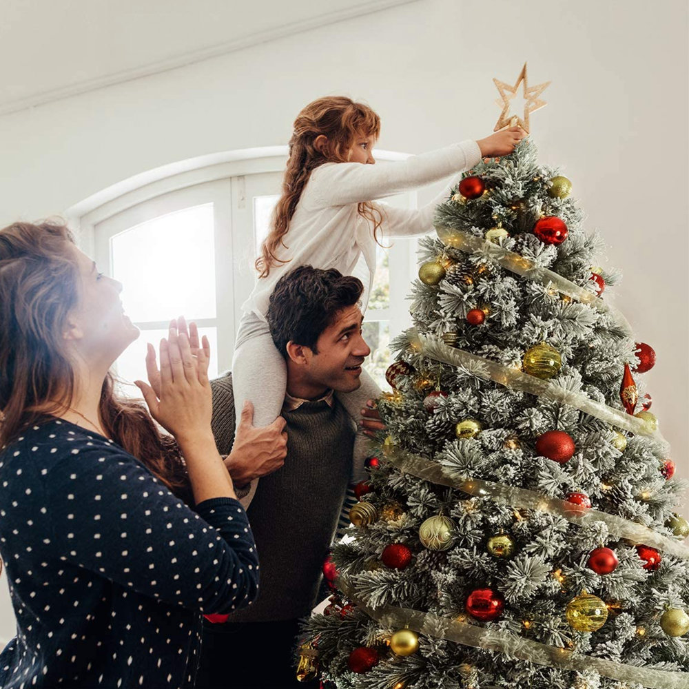 Flocked Pre-Lit Fir Christmas Tree, 7'6" H