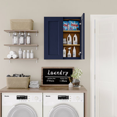 Shaker 30" Solid Wood Wall Cabinet, Soft Close Hinges, Adjustable Shelves, Double Door for Kitchen,Bath,Laundry