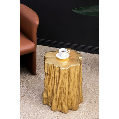 13.5X13x20" Magnesium Golden Tree Trunk Stool In Antique Gold, And Versatile, Enhances Ambiance Of Living Room, Office, Bedroom Stool, Gold Finish, Functional, Ideal For Use