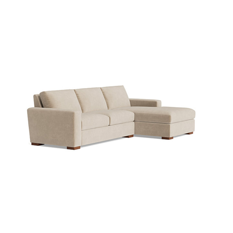 Couch Potato Chaise Sectional, Velvet - Beige, Right Hand Facing