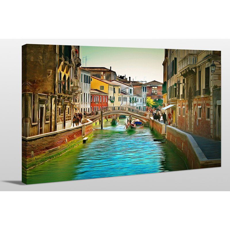 « venice canal xi », reproduction d’art sur toile tendue, H 24 po x l 40 po x P 1 po