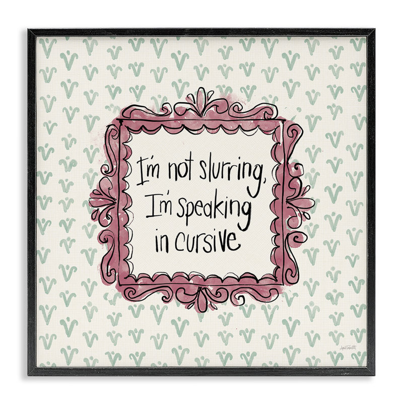 «Speaking In Cursive», estampe numérique par Anne Tavoletti, H 12 po x l 12 po, Giclée encadrée noir minuit