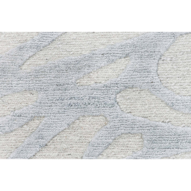 Abstract Area Rug in Turquoise/Ivory, Rectangle 8' x 10'