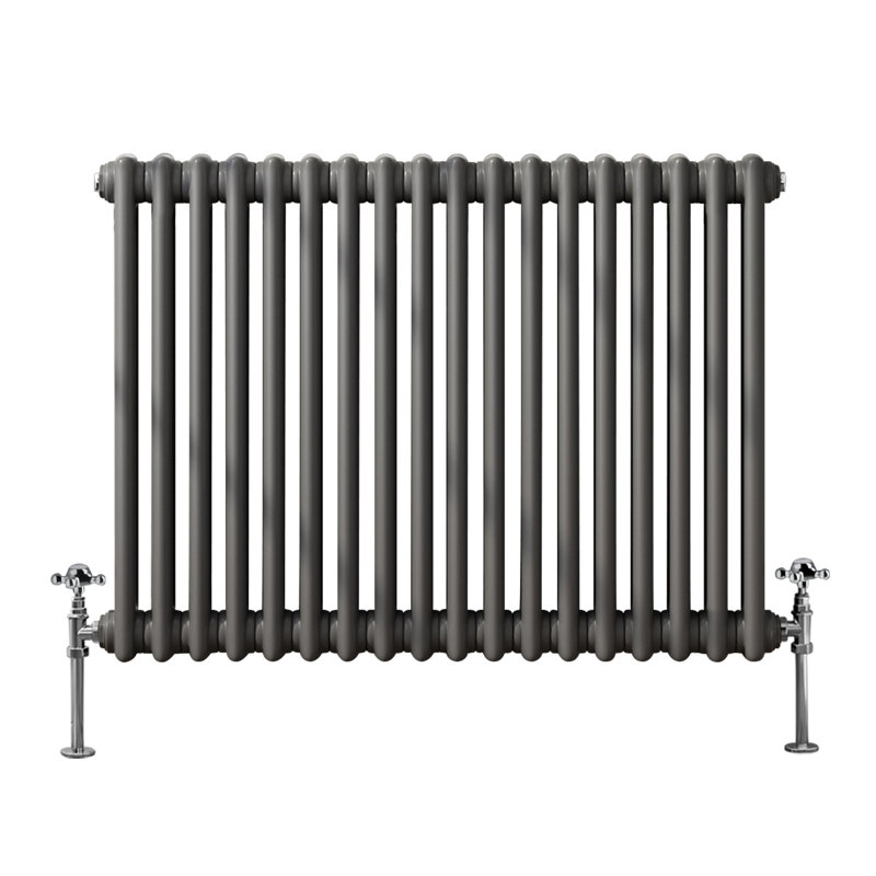 Tryphosa Traditional 2 Column Horizontal Designer Radiator, Anthracite, 60cm H x 83cm W