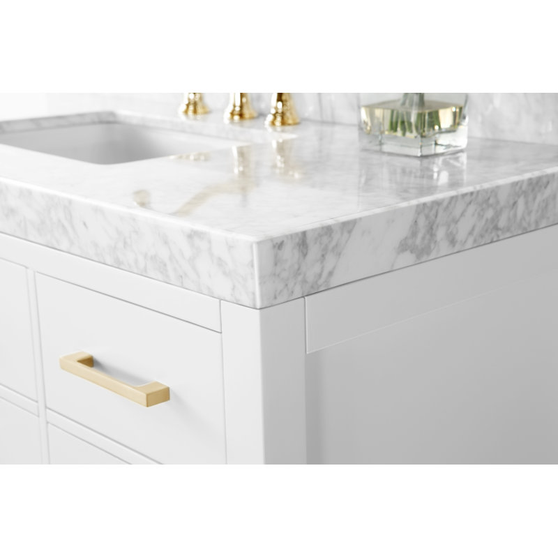 Elizabeth 48'' W Single Vanity, Carrara White, Black Onyx, Gold