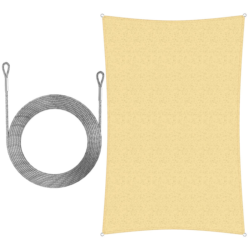 Beige 7' x 12' Waterproof Rectangle Sun Shade Sail