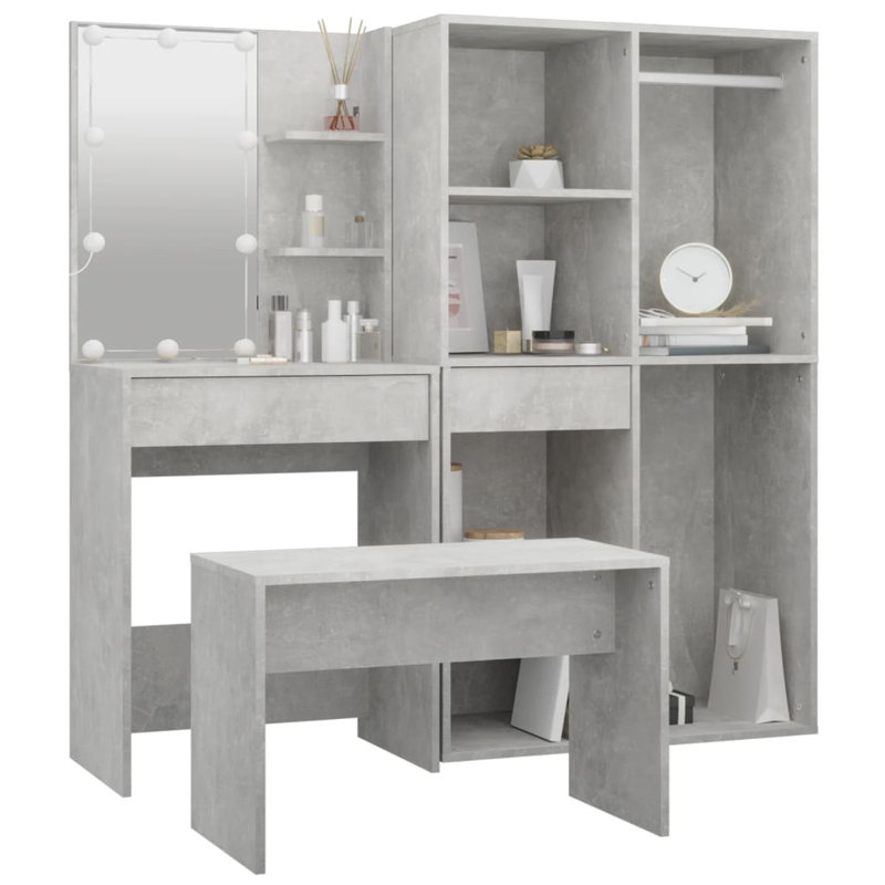 Hausmann Dressing Table with Mirror, Grey