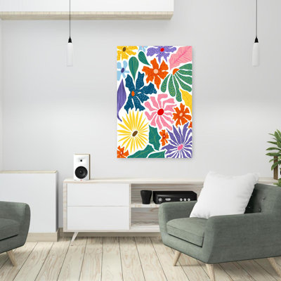 Contemporary Art Colorful Retro Vintage Flower Nature Art