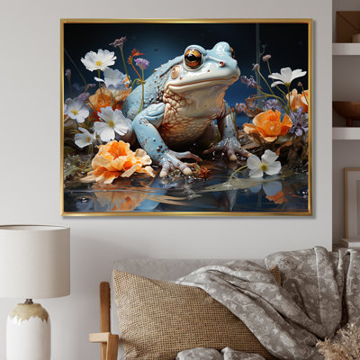 Représentation abstraite de la grenouille bleue I - reproduction sur toile