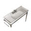 Lavabo de salle de bain VICI en céramique blanche de 122 cm (48 po) avec 3 trous prépercés pour robinetterie et trop-plein