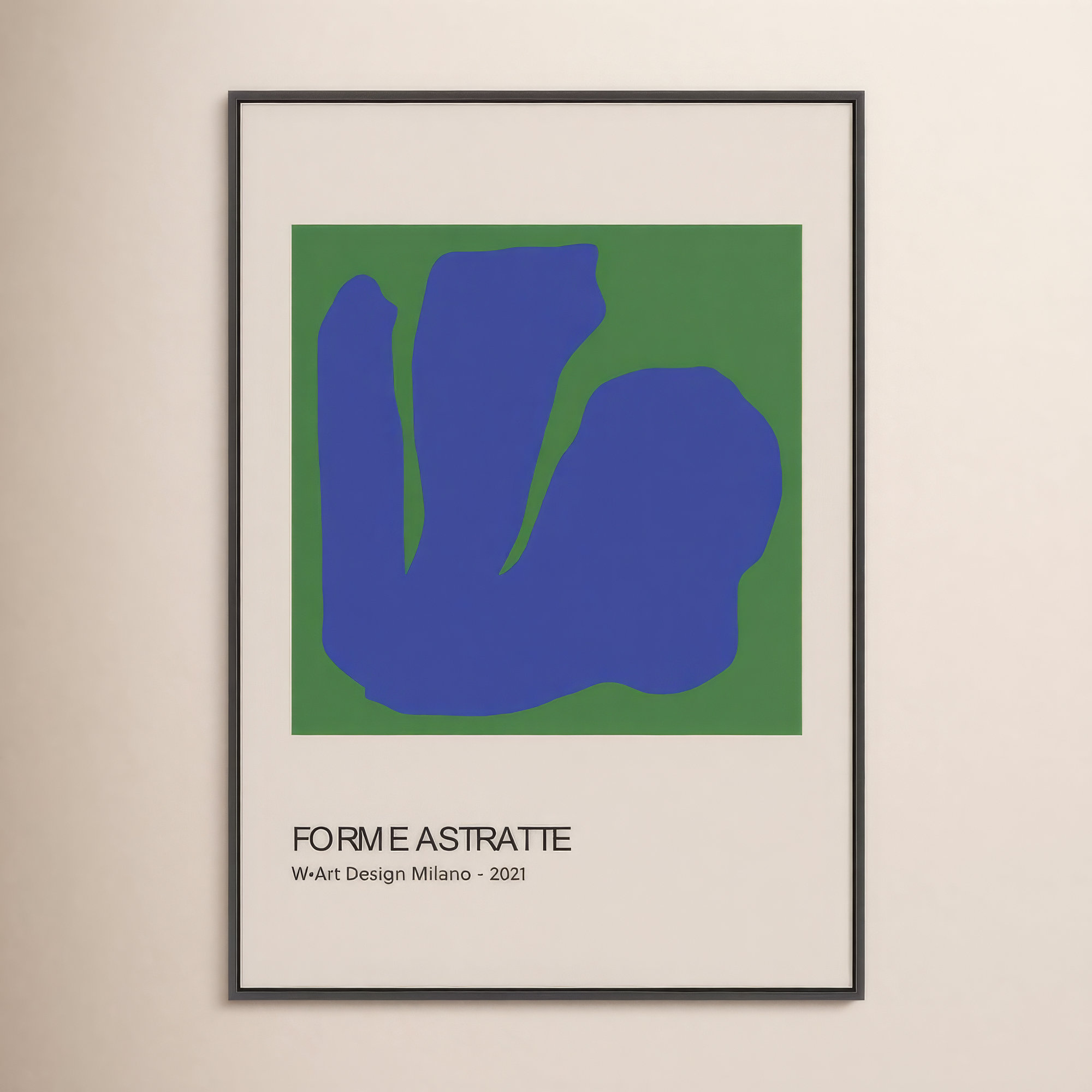 Forme Astratte Blue & Green by Romina Gadler, 25" H x 17.5" W x 1.25" D, Black Framed Canvas