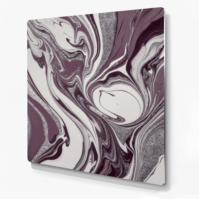 Abstrait art fluide 94, art mural en métal brun, H 8 po x l 8 po