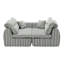 Canapé tissé à compression en chenille rayée, canapé compact à rangée droite avec éponge haute densité, canapé économiseur d'espace requis sans assemblage pour salon, appartement, bureau (blanc et sauge)
