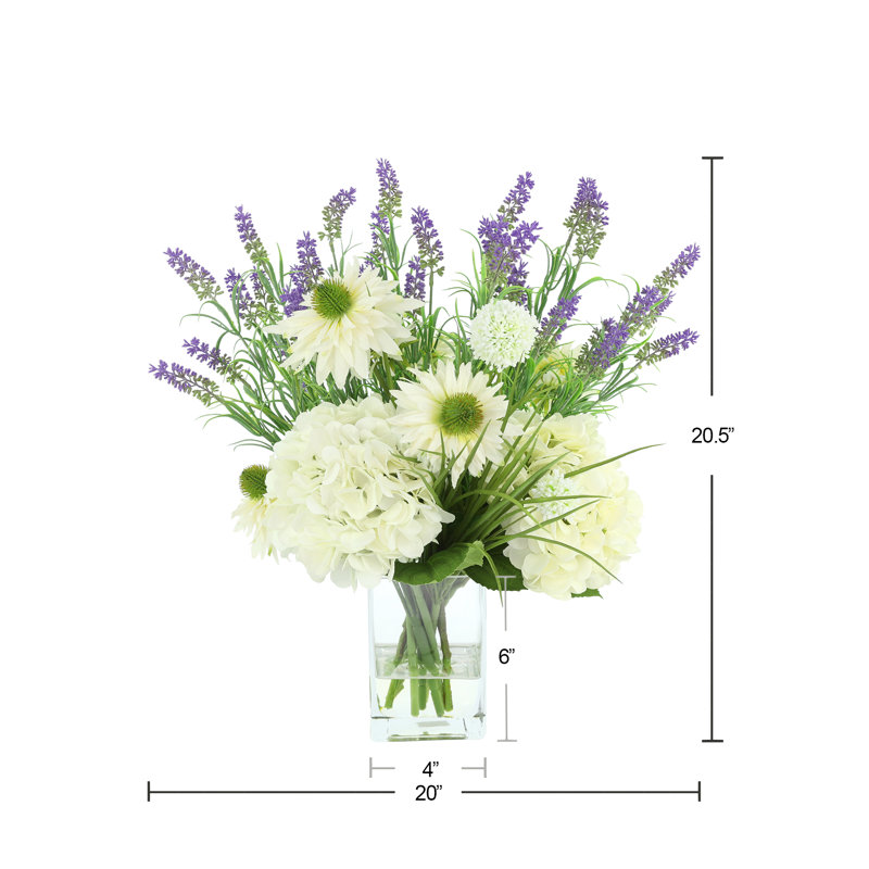 Arrangement marguerite avec allium et lavande