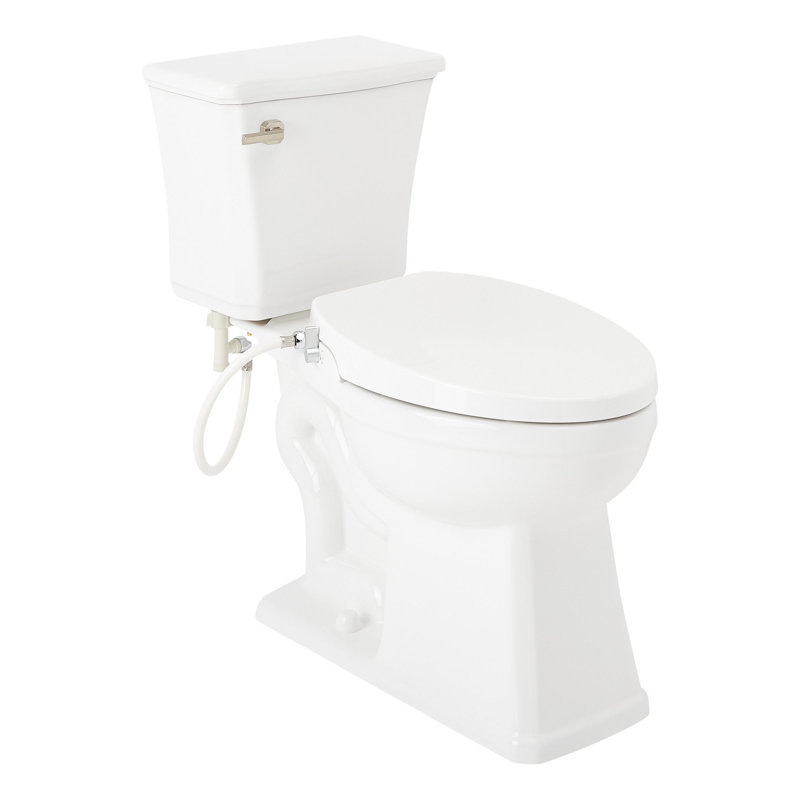 Benbrook 1.28 GPF Two Piece Elongated Toilet, Brushed Nickel