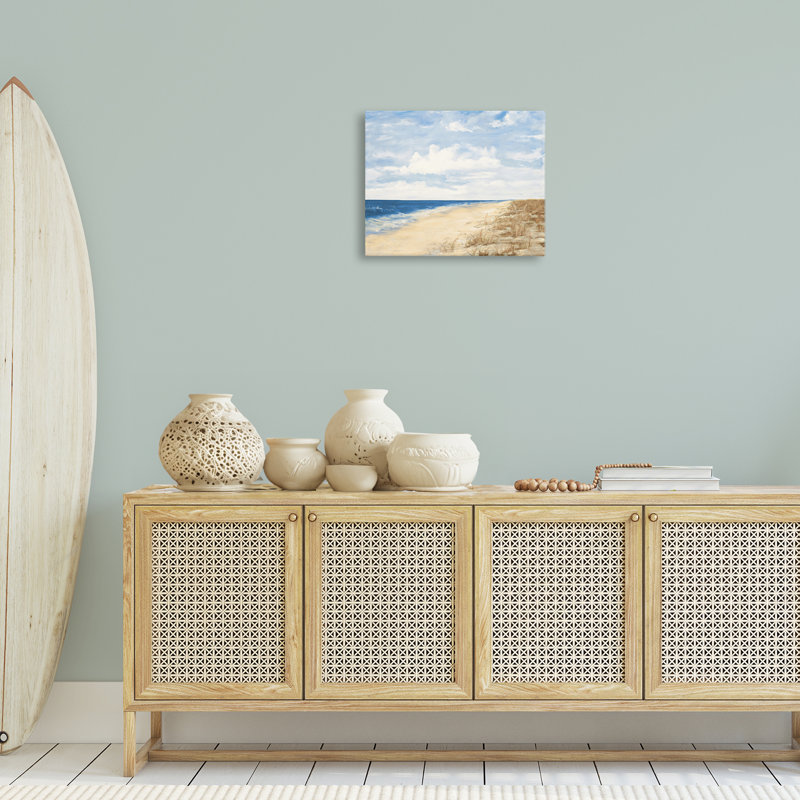 «Calm Beach», peinture sur toile par Julie DeRice, H 16 po x l 20 po