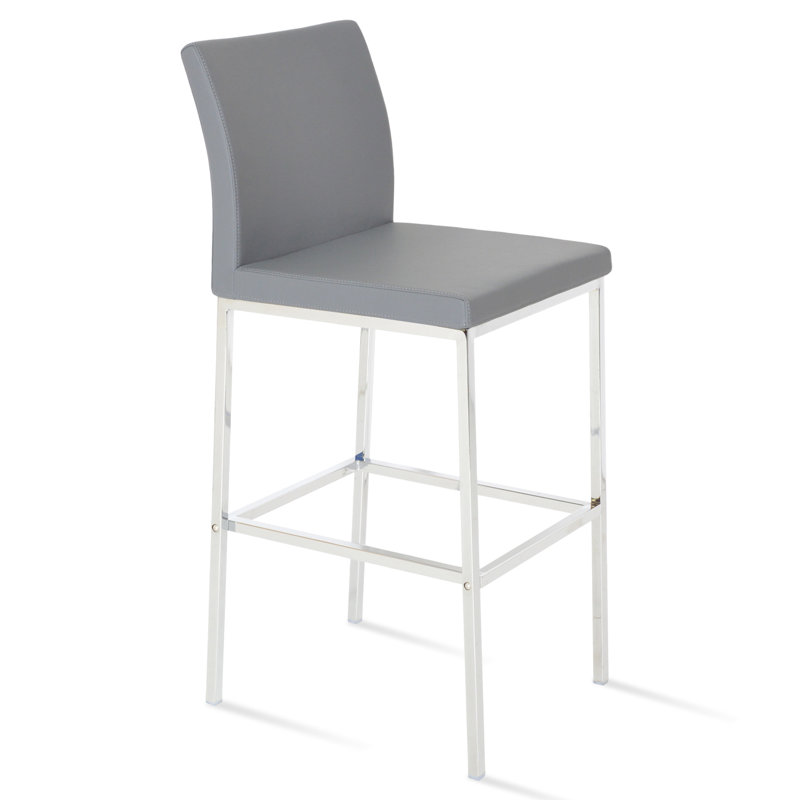 Tabouret de bar et de comptoir en métal Aria, Tabouret de comptoir (assise de 24 po de hauteur), Similicuir ppm blanc
