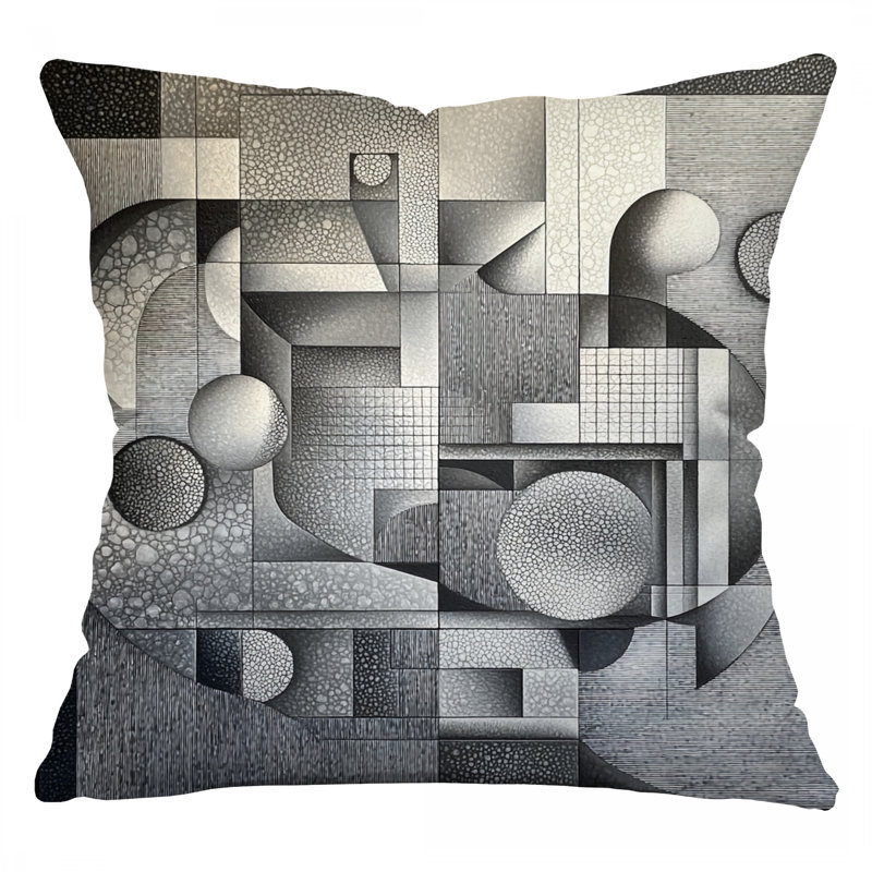 Shapes Throw Pillow, Abstract Cotton Twill Pillows, Square 14"