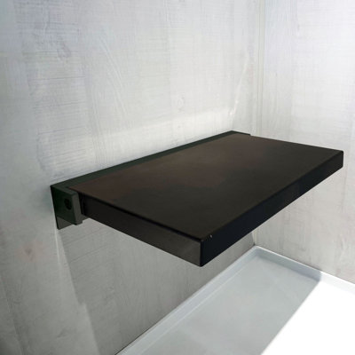 Siège de douche rabattable Presta conforme ADA l 20 po x P 14 po en noir et noir mat