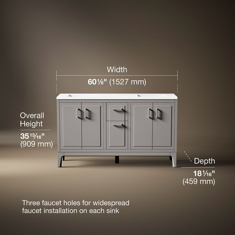 Seer 60-In Bathroom Vanity Set, Mohair Gray