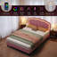 Upholstered Bed Pink Velvet With LED Adjustable Shell Shape Headboard (No Mattress)-1232010949-1232010951