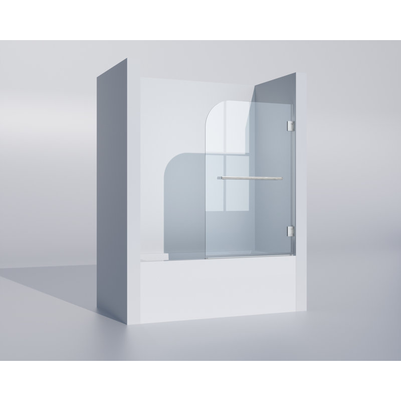 Porte de baignoire pliante sans cadre H 35 po x H 35 po, Transparent / Nickel