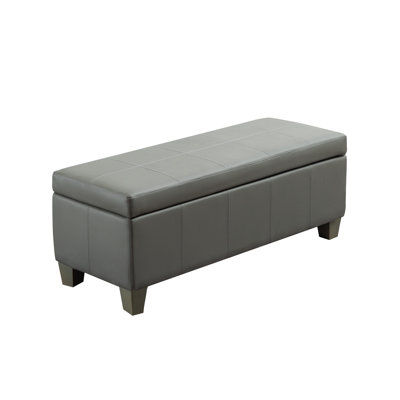 Demingo 41" Wide Rectangle Upholstered Faux Leather Storage Ottoman by Latitude Run