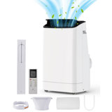 14,000 BTU Portable Air Conditioner, Quiet & Powerful, Follow Me Function, Ideal For Small Rooms, LCD Remote Control, US Plug, White