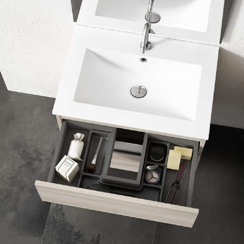 Malika 24'' Single Bathroom Vanity with Ceramic Top, White