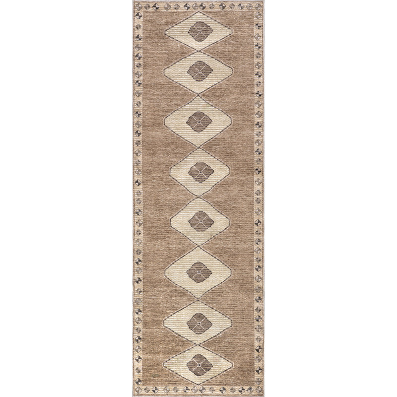 Fennel Diamond Machine Washable Area Rug, Runner 2'6" x 8'