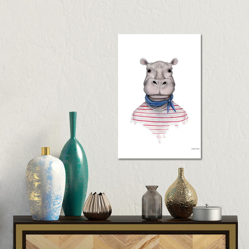 Hippo In Handkerchief by Rachel Nieman - Wrapped Canvas Gallery-Wrapped Canvas Giclée, 45.72cm H x 30.48cm W