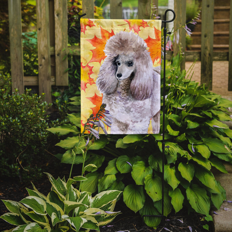 Automne 2 côtés en polyester 15 x 11 po drapeau de jardin, Caniche gris