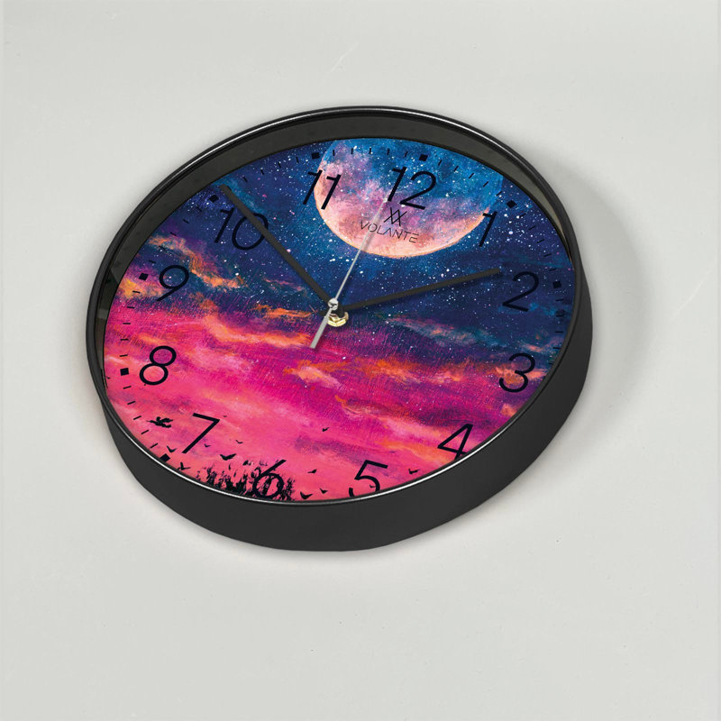 Cobleskill Elegant Decorative Wall Clock, 12 in Diameter, 1.8 in Thick | 100% Plastic Frame, Real Glass Cover | Perfect for Home Décor, Living Room, and Office | Stylish Timepiece with Modern Design