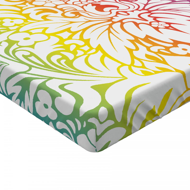 Drap-housse floral en microfibre damassé, Drap-housse simple TG