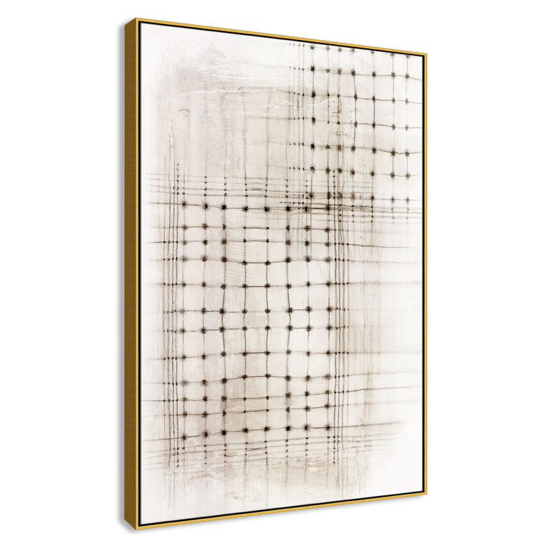 «Intersecting Lines in Quiet Neutralité II» par , Flotteur doré, H 61,5 po x l 41,5 po