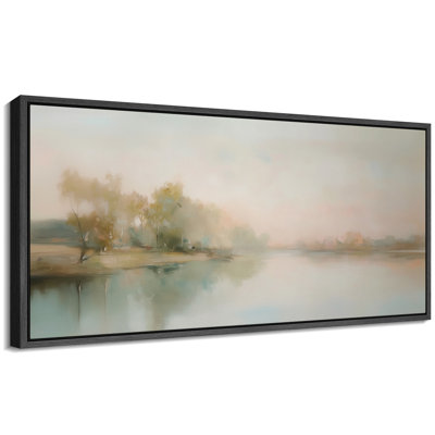 Abstract Lake Landscape Artwork, Green Country Sereny Wall Pictures, Giclee Canvas Digital Print Extra Large Framed Wall Art