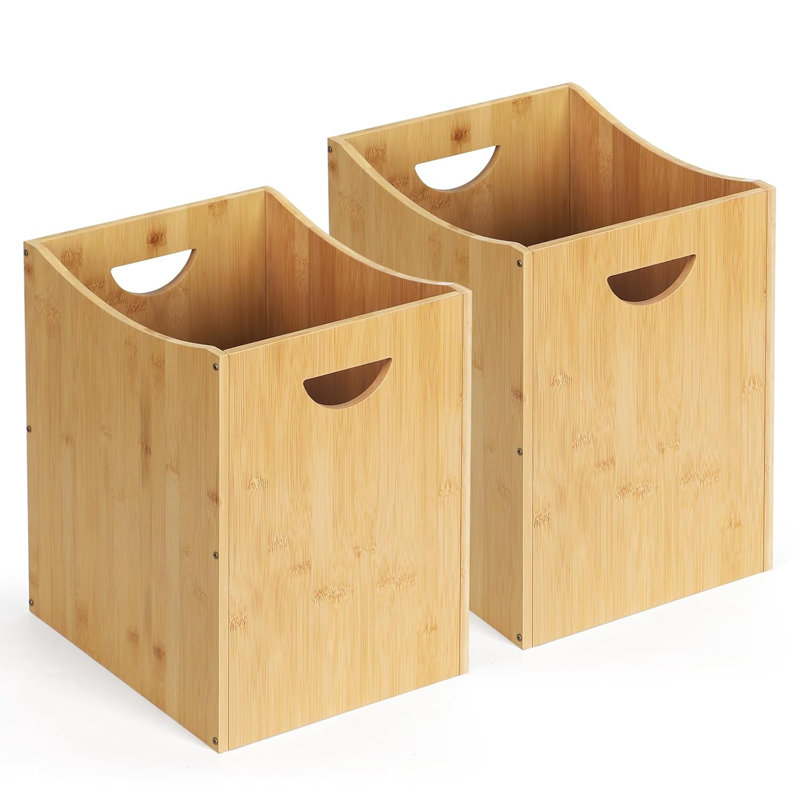 Ensemble de poubelles détachables en bambou, 2 pièces
