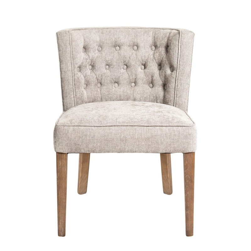 Ensemble de 2 chaises d'appoint de salle à manger Cly, tissu, bois massif brun, Gris