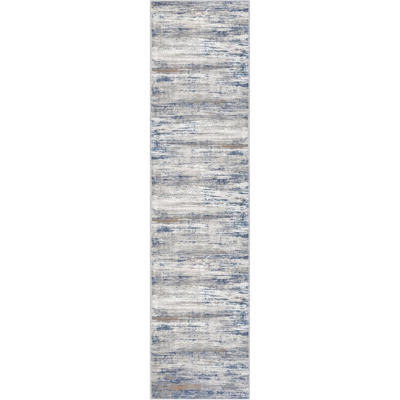 Modern Abstract Washable Rug Runner  Hallway Runner Rug Non-Slip Soft Kitchen Runner Rugs, Print Distressed Grey-Blue Striped Carpet Runner For Entryway Bathroom Laundry Room Foyer