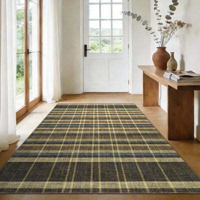 Tapis lavable à carreaux à poils courts avec envers antidérapant