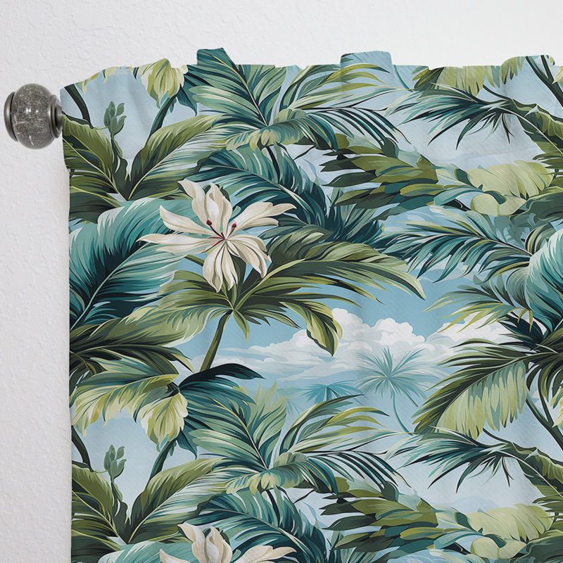 Palmier à motif tropical I - Rideau floral - Velours obscurcissant - 1 panneau, L 52 po x L 84 po