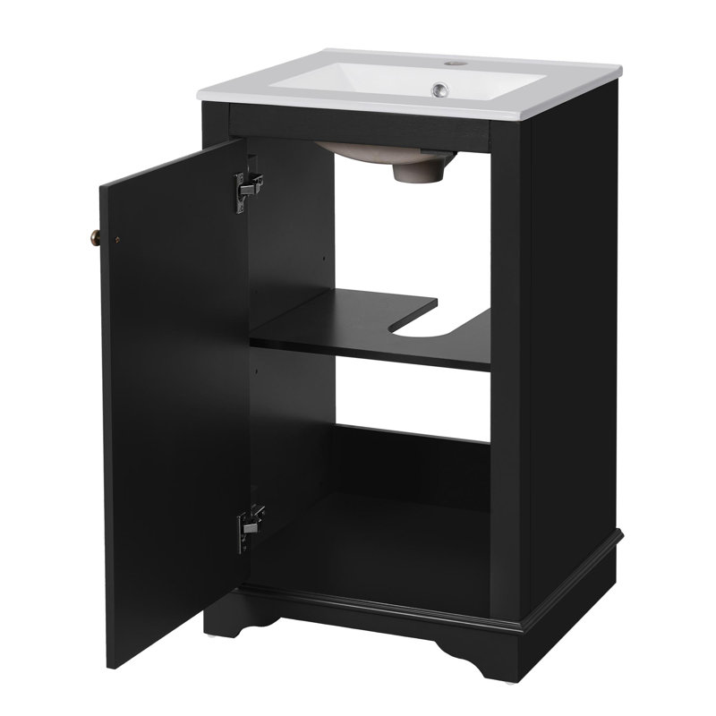 20" bathroom vanity with ceramic sink, Black/Gold