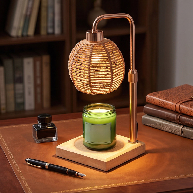 Linen  Ball Melt Candle Lamp Dimmable Timed Night Light -Free, Beige