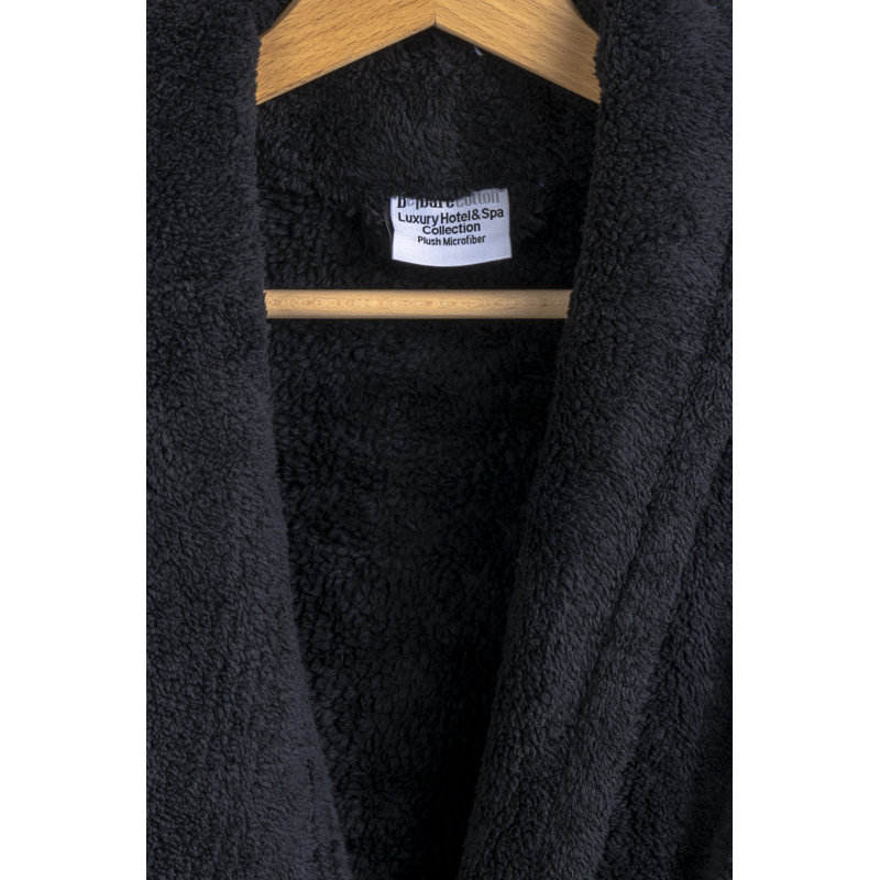 Peignoir en molleton avec poches pour enfants Lovett, M, Noir