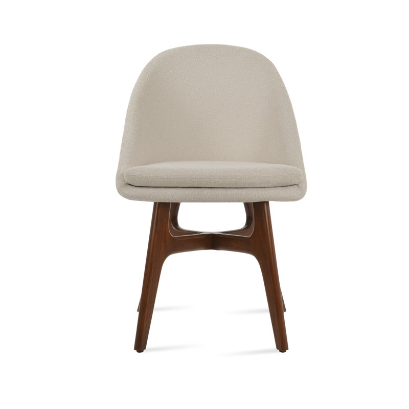 Chaise en bois Avanos, Tissu beige