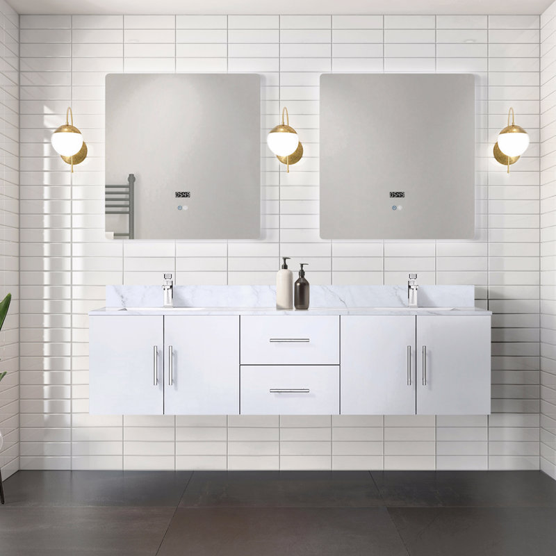 Meuble-lavabo double 72 po X P 22 po D, Blanc