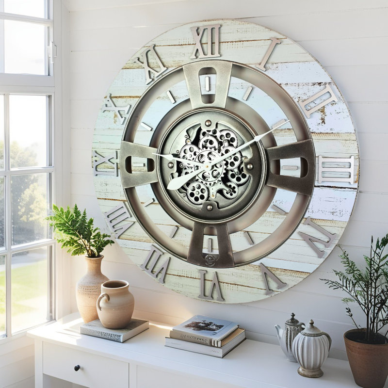 Horloge murale 36 "surdimensionnée pour le salon, Beige désert