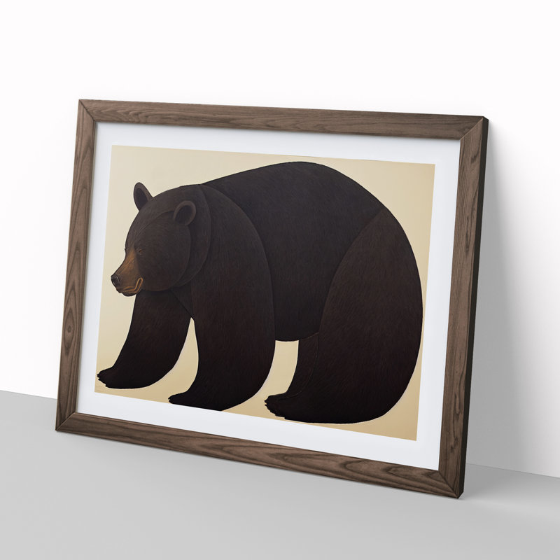 Iconic Bear - Single Picture Frame Print, 46cm H x 64cm W x 2cm D, Walnut
