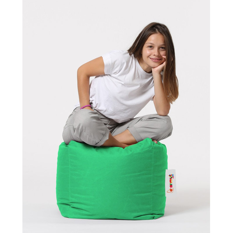 Stylish Garden Pouffe, Solid Green, 17.7 x 17.7 x 17.7 inches | 100% Original Bead Styrofoam, 100% Polyester Fabric, Waterproof, Hidden Zipper System | Perfect for Modern Outdoor Entertainment & Relaxation